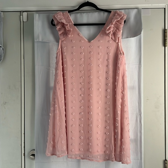 Jodifl A-Line Dress Women Peach MD Knee Length Ruffled Cap Sleeve Babydoll EUC - Picture 2 of 8